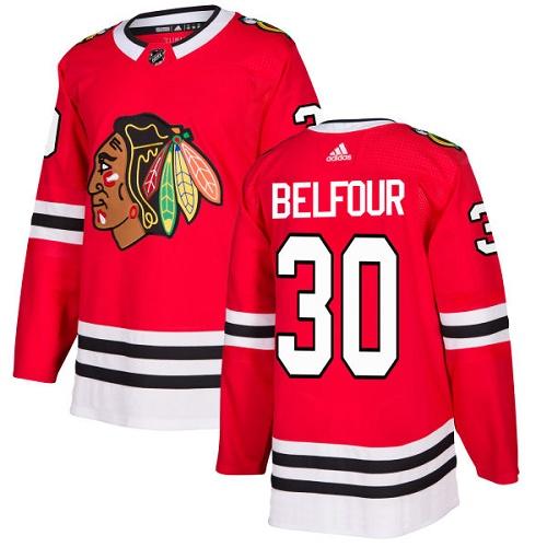Adidas Men Chicago Blackhawks 30 ED Belfour Red Home Authentic Stitched NHL Jersey
